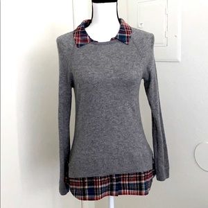 Joie Zaan F Plaid Collar 100% Cashmere Sweater